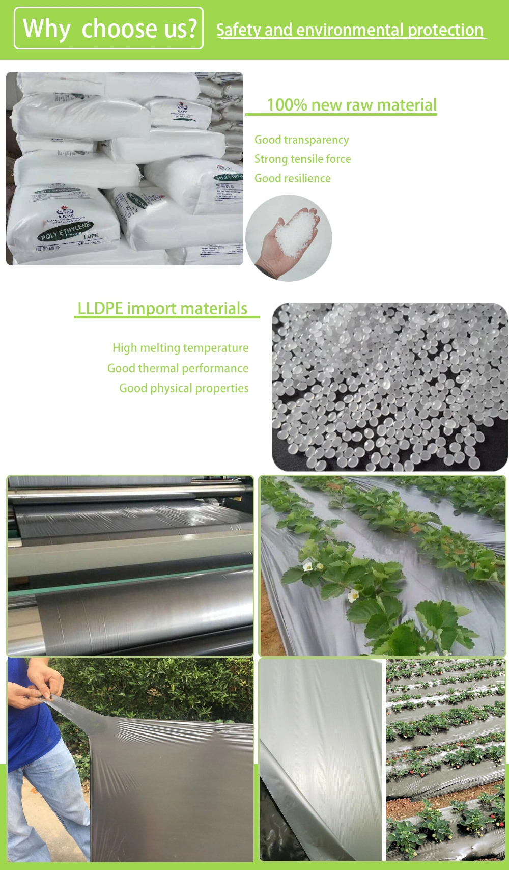 Biodegradable Mulch Film 30micron Black Plastic Mulch Layer for Sale