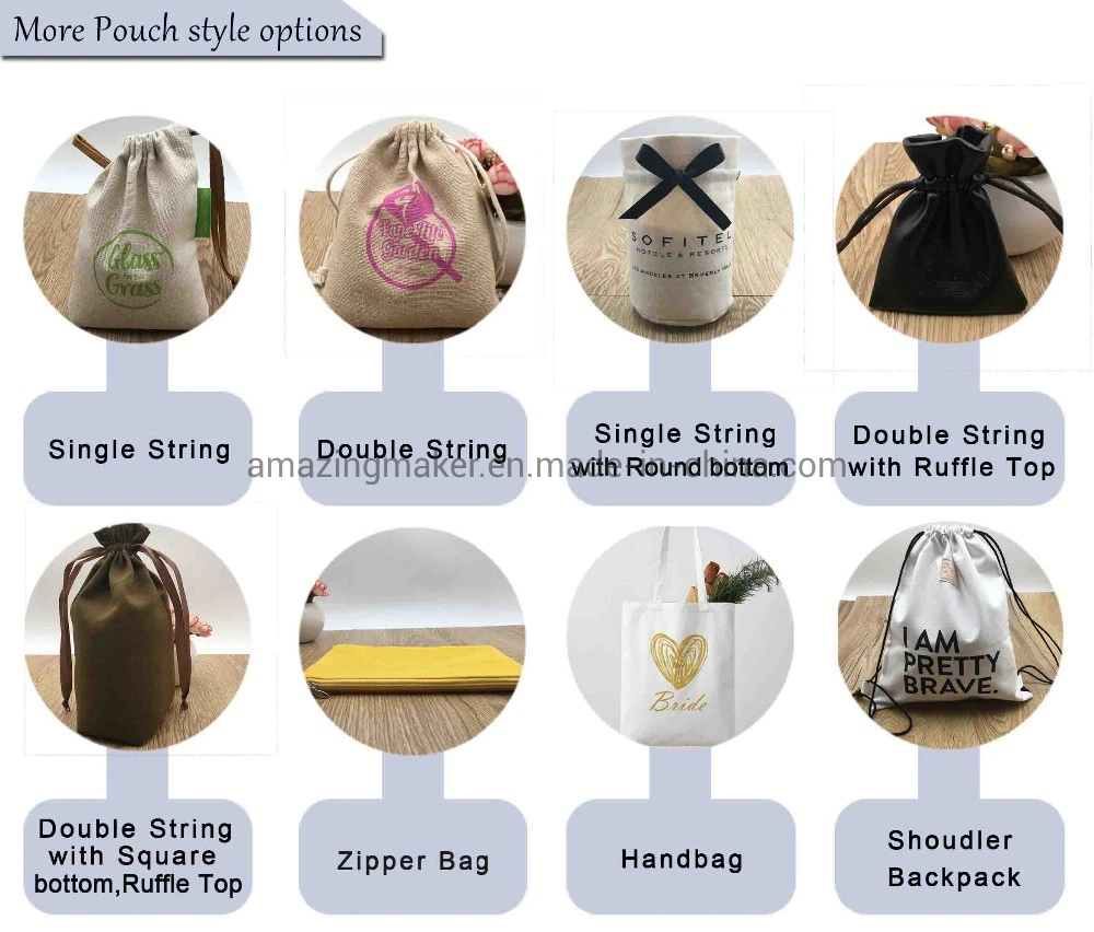 Fashionable Jute Burlap Hessian Wedding Wine Champagne Packaging Pouch Bag