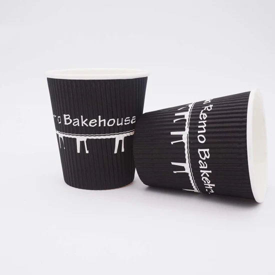 Лидер продаж, водонепроницаемая одноразовая бумажная крышка для кофейной чашки из гофрированной крафт-бумаги с принтом на заказ и логотипом