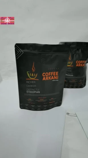 Плоская упаковка-дой с индивидуальным логотипом для кофейных зерен, чая, алюминиевых пакетов для кофе с добавленной стоимостью и пакетов с застежкой-молнией на дне.